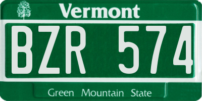 VT license plate BZR574