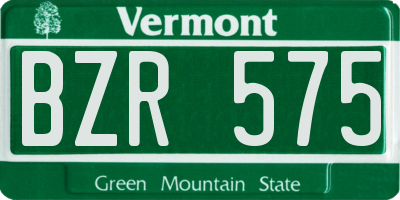 VT license plate BZR575