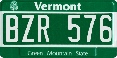 VT license plate BZR576