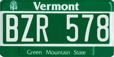 VT license plate BZR578