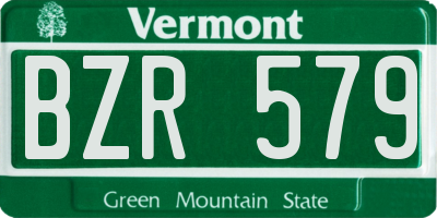 VT license plate BZR579