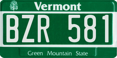 VT license plate BZR581
