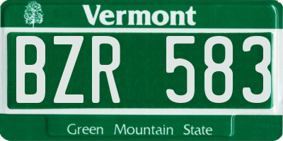 VT license plate BZR583