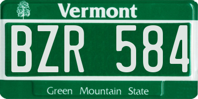 VT license plate BZR584