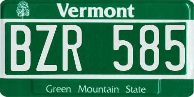 VT license plate BZR585