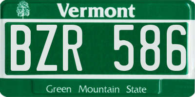 VT license plate BZR586