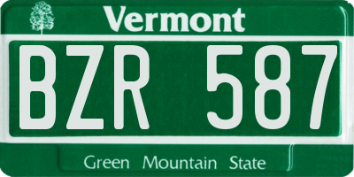 VT license plate BZR587