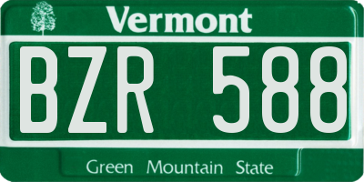 VT license plate BZR588