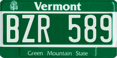VT license plate BZR589