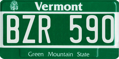 VT license plate BZR590