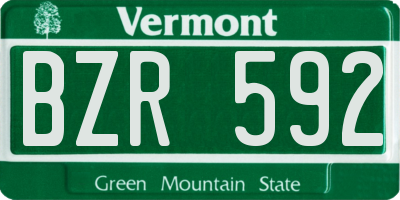 VT license plate BZR592