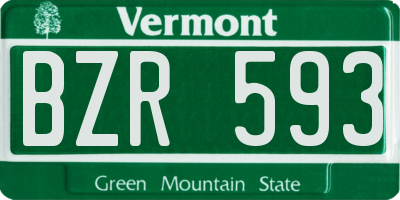 VT license plate BZR593