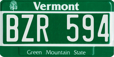 VT license plate BZR594