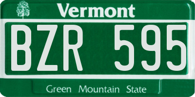 VT license plate BZR595