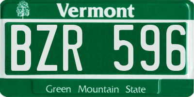 VT license plate BZR596