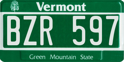 VT license plate BZR597