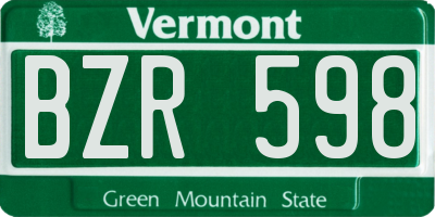 VT license plate BZR598