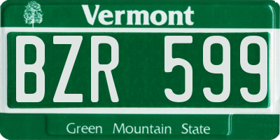 VT license plate BZR599