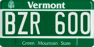 VT license plate BZR600