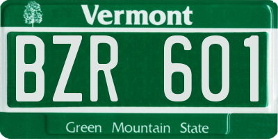 VT license plate BZR601