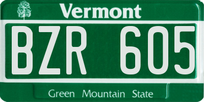 VT license plate BZR605