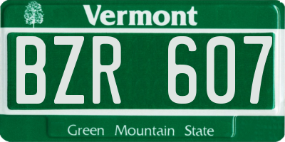 VT license plate BZR607