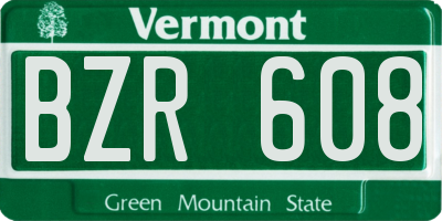 VT license plate BZR608