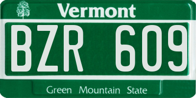VT license plate BZR609