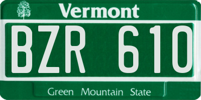 VT license plate BZR610
