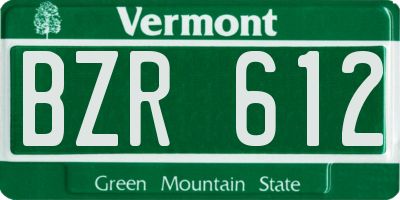 VT license plate BZR612