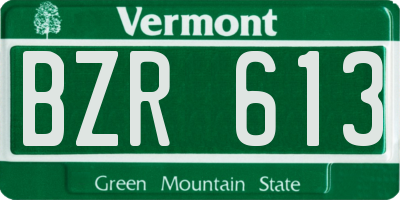 VT license plate BZR613