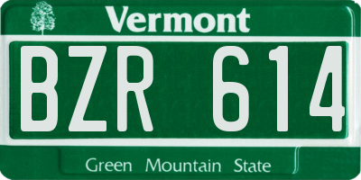 VT license plate BZR614