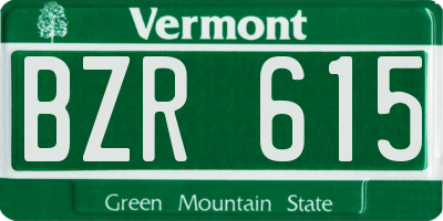 VT license plate BZR615