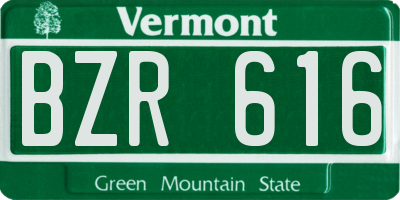 VT license plate BZR616