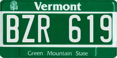 VT license plate BZR619