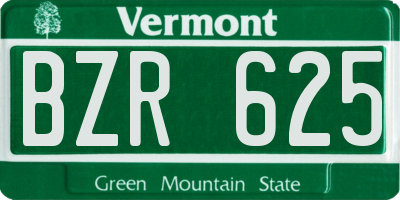 VT license plate BZR625
