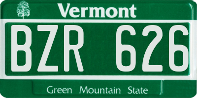 VT license plate BZR626