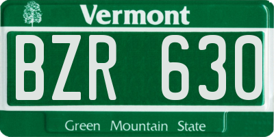 VT license plate BZR630
