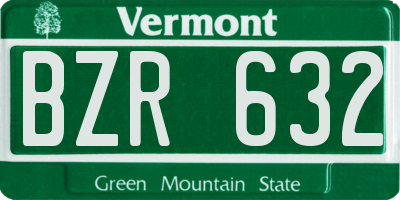 VT license plate BZR632