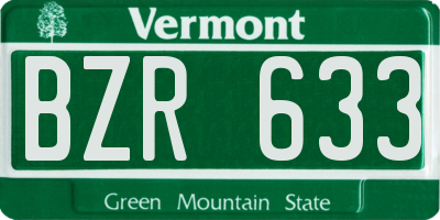 VT license plate BZR633