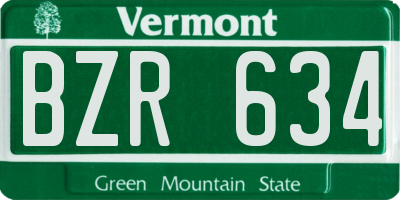 VT license plate BZR634
