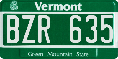 VT license plate BZR635