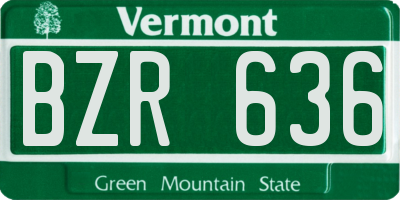VT license plate BZR636
