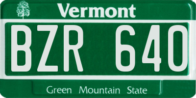 VT license plate BZR640
