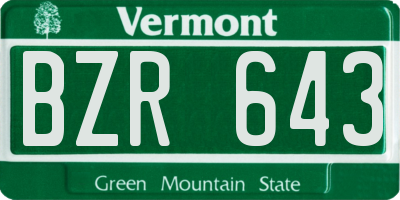VT license plate BZR643