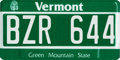 VT license plate BZR644