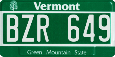 VT license plate BZR649