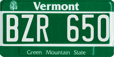 VT license plate BZR650