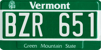 VT license plate BZR651