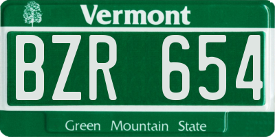 VT license plate BZR654